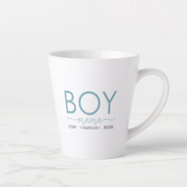 Caneca De Café Latte Menino Mamãe Personalizada Com Nomes