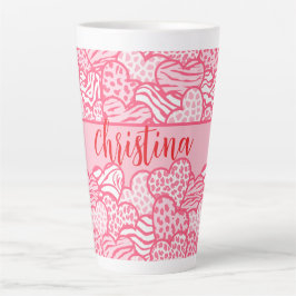 Caneca De Café Latte Menino Pintado, Cor-de-Impressão, Cor-de-Rosa