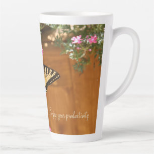Caneca De Café Latte Mensagem Inspirativa de Borboleta