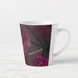 Caneca De Café Latte Mensagem personalizada floral elegante