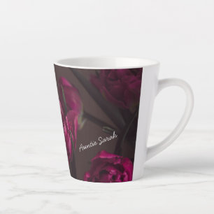 Caneca De Café Latte Mensagem personalizada floral elegante