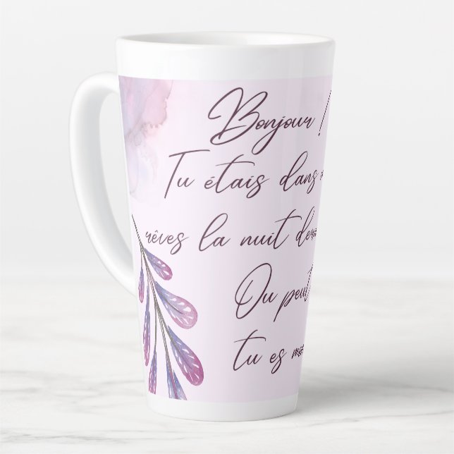 Caneca De Café Latte Mensagens de amor fofas (Ângulo esquerdo)