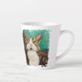 Caneca De Café Latte Meow Mug with cat painting