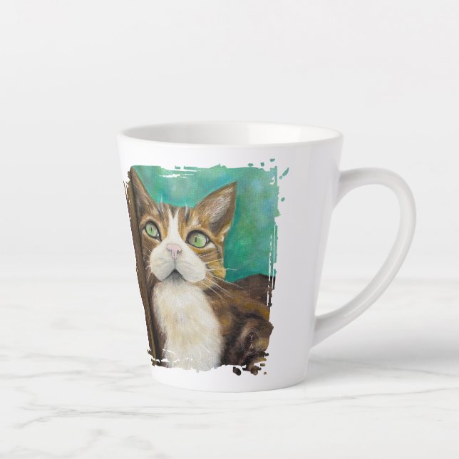 Caneca De Café Latte Meow Mug with cat painting (Direita)