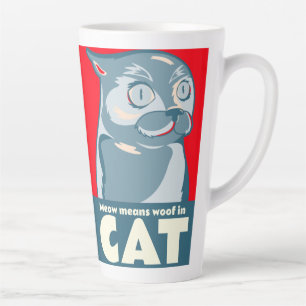 Caneca De Café Latte Meow quer dizer madeira de gato cômico citar cane