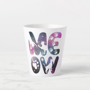 Caneca De Café Latte Meow - Silhuettes de Gato e Design de Impressões d