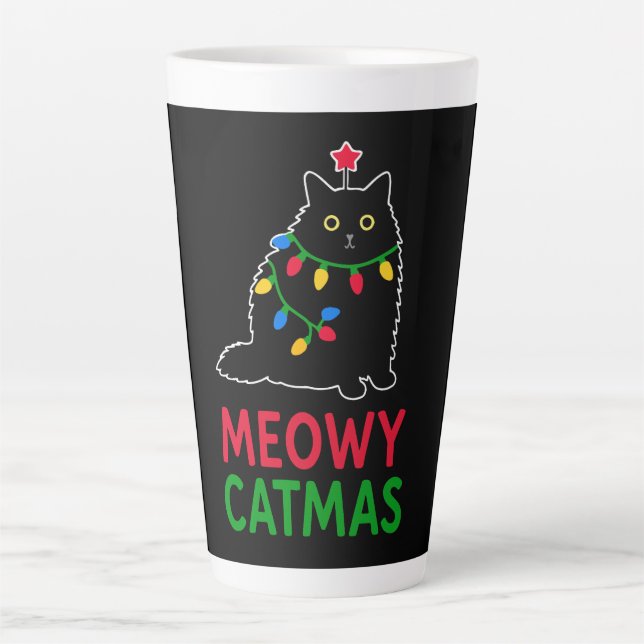 Caneca De Café Latte Meowy Catmas (Frente)