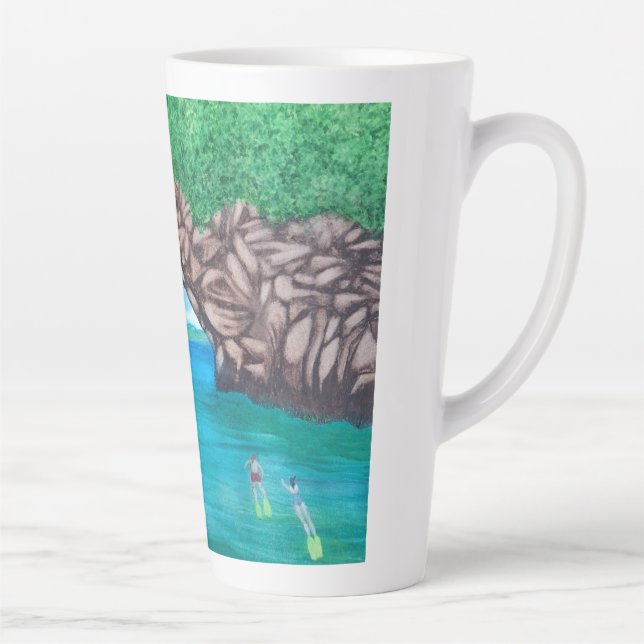 Caneca De Café Latte Mergulho Scuba No Paraíso (Direita)