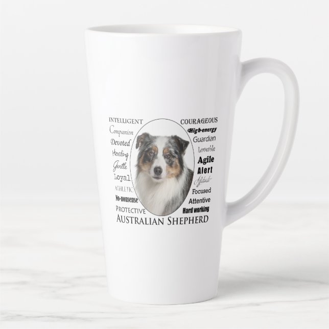 Caneca De Café Latte Merle Australian Shepherd (Direita)