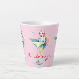 Caneca De Café Latte Mermaid Martini Garota Thunder_Cove