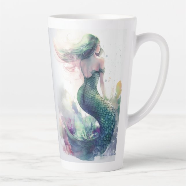 Caneca De Café Latte Mermaid (matches w/ Illustrated Mermaid Journal) (Direita)