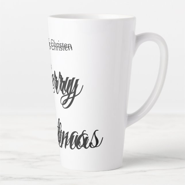 Caneca De Café Latte Merry Christmas add name text custom family gift (Direita)