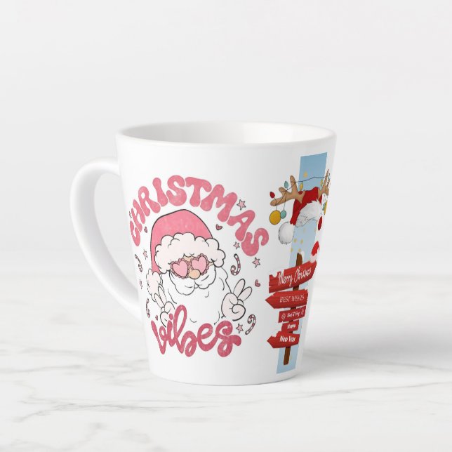 Caneca De Café Latte Merry Christmas  holiday gift (Ângulo esquerdo)