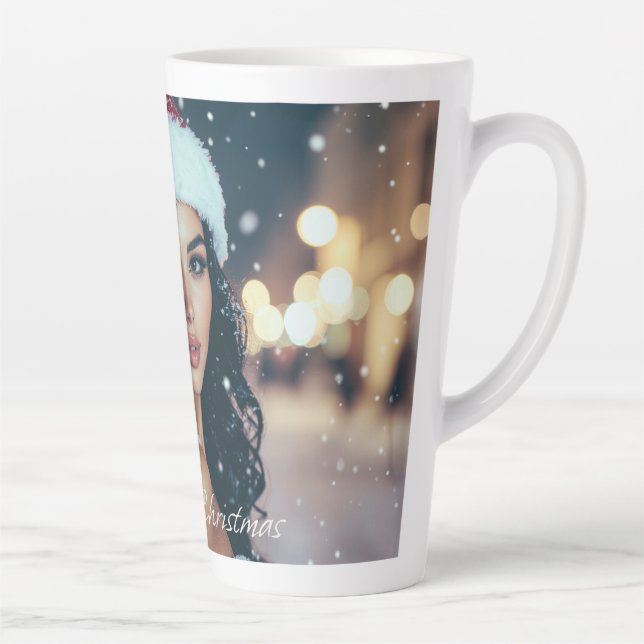 Caneca De Café Latte Merry Christmas - Santa Girl (Direita)