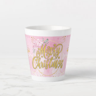 Caneca De Café Latte Merry Christmas Tasse - Gold & Rosa Design