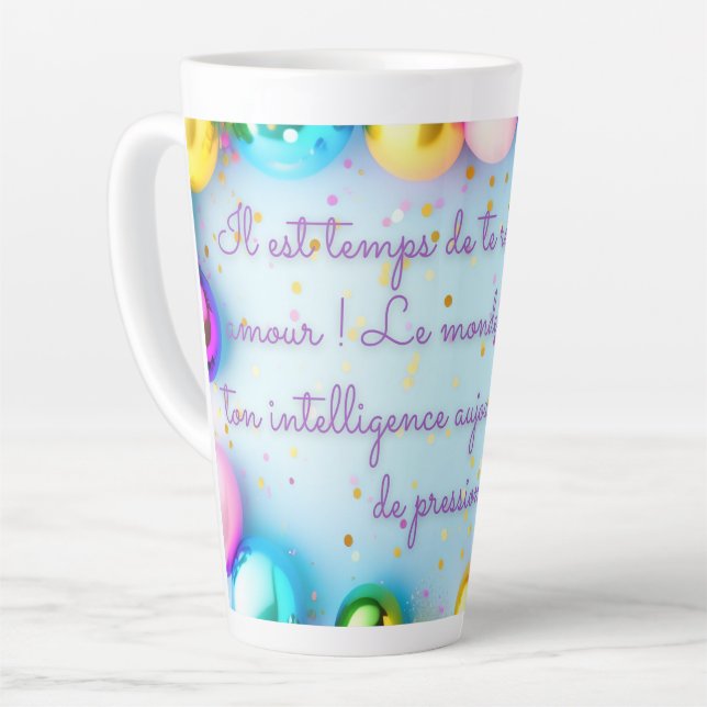 Caneca De Café Latte message d’amour pour elle et lui (Ângulo esquerdo)