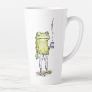 Caneca De Café Latte Metade Dormindo em Pijamas de Rã