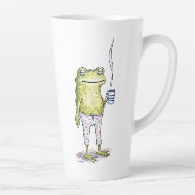 Caneca De Café Latte Metade Dormindo em Pijamas de Rã (Direita)