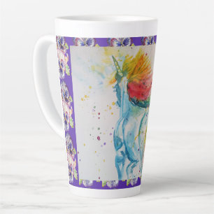 Caneca De Café Latte Meu Cavalo Rainbow Unicorn Watercolor Latte Mug