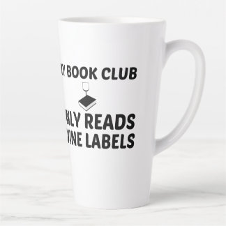 CANECA DE CAFÉ LATTE MEU CLUBE DE LIVROS SÓ LEVA ETIQUETAS DE VINHO -