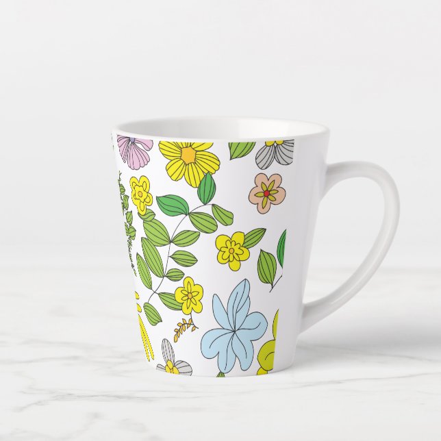 Caneca De Café Latte Meu Design de Flor (Direita)