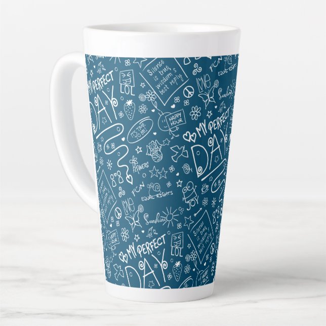 Caneca De Café Latte Meu Dia Perfeito - Pensamento Positivo 2a (Ângulo esquerdo)