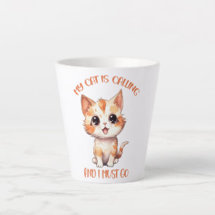 Caneca De Café Latte Meu Gato Está Chamando Gato Laranja
