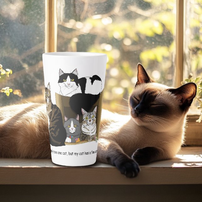 Caneca De Café Latte Meu gato tem gatos (Criador carregado)