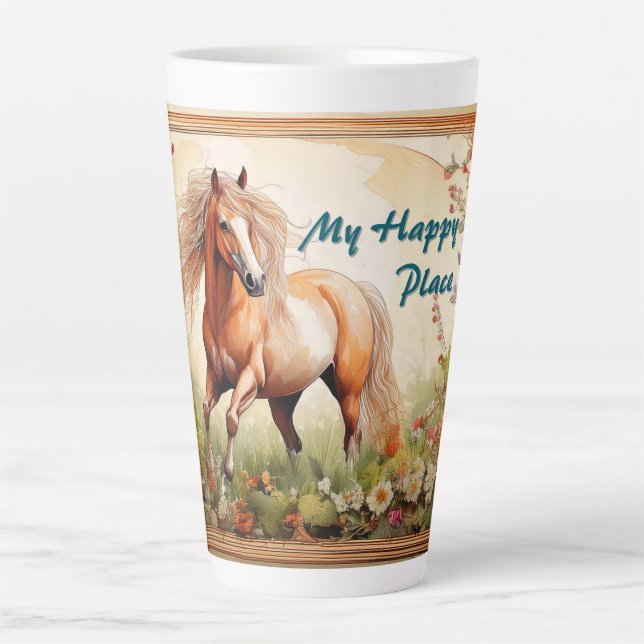 Caneca De Café Latte Meu Lugar Feliz (Frente)