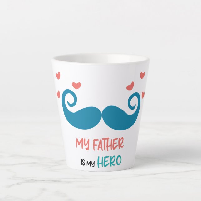 Caneca De Café Latte meu pai é meu herói Latte Mug (Frente)