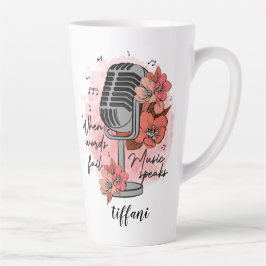 Caneca De Café Latte Microfone retrô quando as palavras falham música