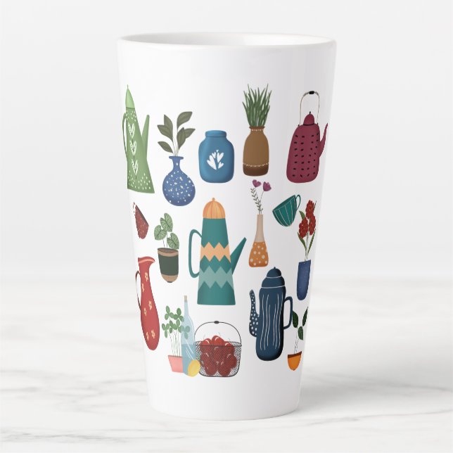 Caneca De Café Latte Mid-Century Modern Kitchen Charm (Frente)