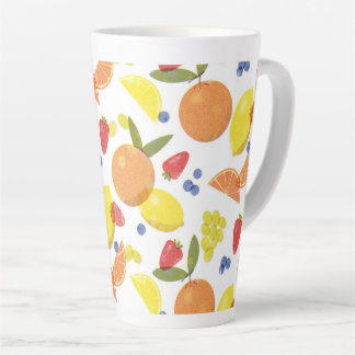 Caneca De Café Latte Mid Mod Grungy Risograph Farmers Market Fruit