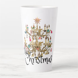 Caneca De Café Latte Mikitiez classicwhitechristmas light jollyholly