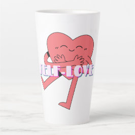 Caneca De Café Latte Mikitiez pink coração selflove june gemini