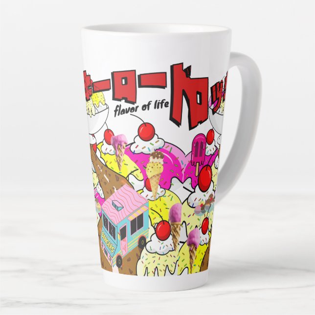 Caneca De Café Latte Mikitiez rockyroad icecream manga de verão (Ângulo direito)