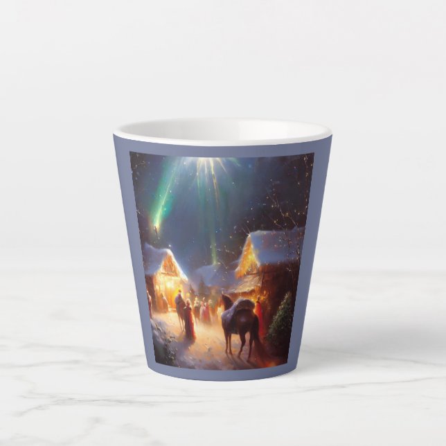 Caneca De Café Latte Milagre de Natal 3 (Frente)