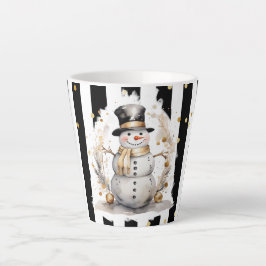 Caneca De Café Latte Milchtasse Klein Snowman and Stripes Var01