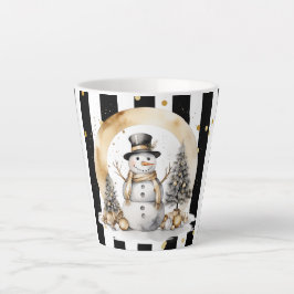 Caneca De Café Latte Milchtasse Klein Snowman and Stripes Var03