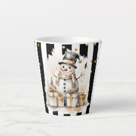 Caneca De Café Latte Milchtasse Klein Snowman and Stripes Var04