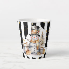 Caneca De Café Latte Milchtasse Klein Snowman and Stripes Var05