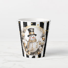 Caneca De Café Latte Milchtasse Klein Snowman and Stripes Var07