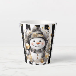 Caneca De Café Latte Milchtasse Klein Snowman and Stripes Var08