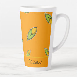 Caneca De Café Latte Milho de nome personalizado em laranja