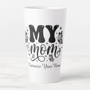 Caneca De Café Latte Minha Mãe Estética Borboleta Dia das Mães