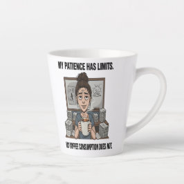 Caneca De Café Latte Minha Paciência Tem Limites – Camisaza de Café Eng