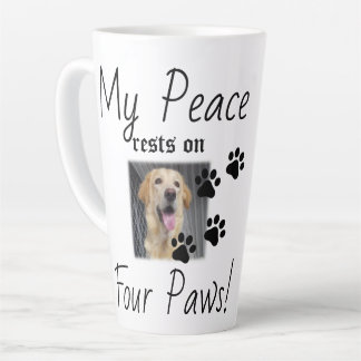 Caneca De Café Latte Minha Paz repousa em quatro patas - citação de Pet