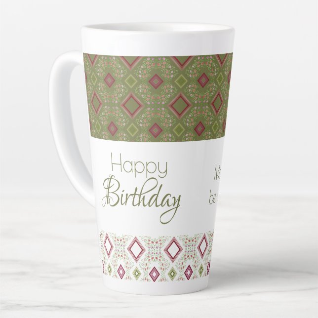 Caneca De Café Latte Mini Floral Feliz Aniversário Latte Mug (Ângulo esquerdo)