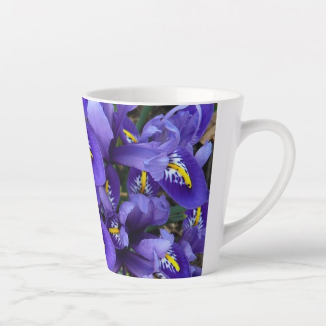 Caneca De Café Latte Miniatura Azul Levanta Primavera Floral (Direita)