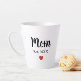 Caneca De Café Latte Mínima Mãe Bonita. Ano Pequeno Coração